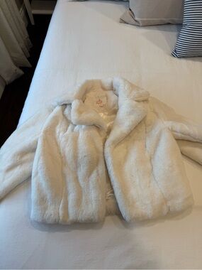GB girls Cream Faux Fur Kids Coat